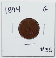 1874  Indian Head Cent   G