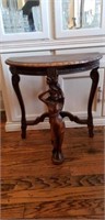 Beautiful Carved Wood Lady Figural Half Table