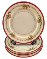 4 China Maroon Trim With Gold Inlay Dinner Plates