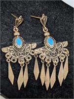 $440 Silver Turquoise Earrings (~weight 9.38g)