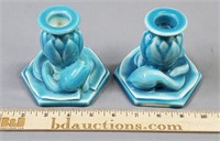 Pair Rookwood Art Pottery Candlesticks