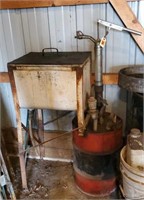 Vintage parts washer, fluid barrel