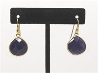 PAIR OF BLUE STONE TEARDROP EARRINGS