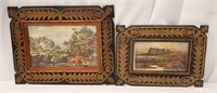 Two Pictures in Thistle-Themed Wooden Frames
