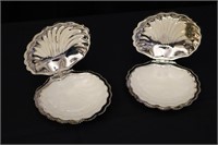 Pr. British Silverplate Clamshell Butter Dishes