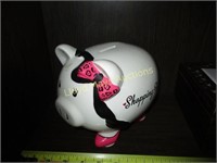 Ceramic "Shopping Fund" Piggy Bank With Coins!