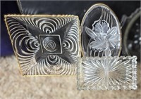 Lot of 3 Glass Ornate Dishware