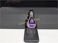 STERLING SILVER AND 18K YELLOW GOLD AMETHYST RING