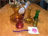 CRACKLE GLASS AND MISC PITCHERS