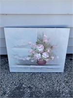 Acrylic Painting On Cavas Flowers 20"x16" Signed