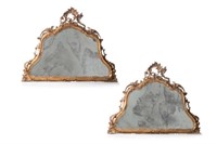 PAIR OF ANTIQUE DOMED GILTWOOD MIRRORS