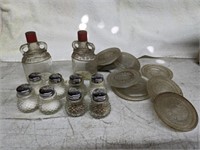 4 Sets of S&P Shakers, Vintage Bottles, Jar Lids