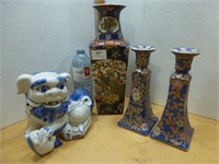 NEW Oriental Vase / Foo Dog / Candle Holders