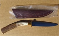 Deer Antler Knife and Sheath 7" New in Box