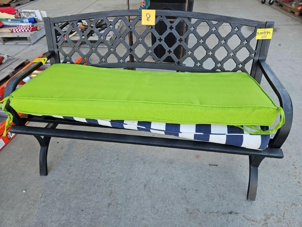 PARK BENCH WITH (2) CUSHIONS