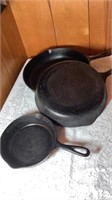 3 Cast Iron Skillets - 2 Wagner Ware