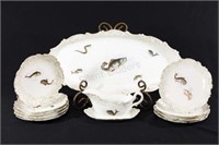 Porcelain Hand Painted Fish Service, Late 1900's