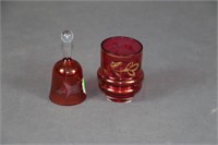 Small Cranberry Vase & Bell