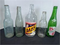 5 Vintage bottles. Double Dry Double Cola