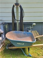 WHEEL BARROW AND WATER HOSE