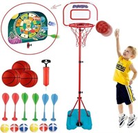 Kids Basketball Hoop Stand with Dart Board-3+