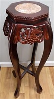 Marble & Carved Wood Plant Stand