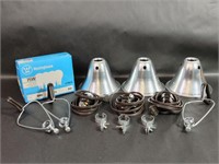3 Clip On Metal Heat Lamps, Pack of 4 Light Bulbs