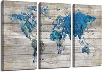 Large World Map Canvas Wall Art 20x40 inches