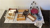 Miniature Doll furniture, pin cushion, etc