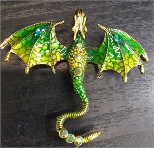 Green yellow dragon pin / pendant