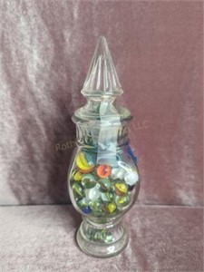 Clear Glass Candy Dish with Marbles