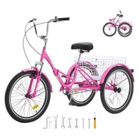 $244  VEVOR Folding Adult Tricycle  24-Inch  Pink