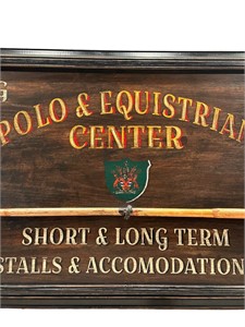 Polo and Equestrian Center Wood Sign, Hand Painted