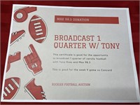 Broadcast a quarter with Tony