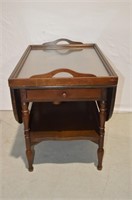 Small Pembroke Side Table With Glass Serving Tray