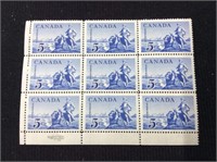 Canada #378, B.c. Centennial, Block Of 9, Mnh