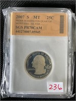 2007 – S silver Montana quarter SGS PR70CAM
