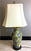 BLUE AND YELLOW CERAMIC LAMP