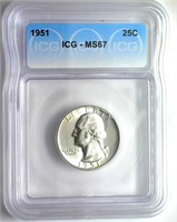 1951 Quarter ICG MS67 LISTS $225