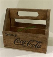 Wooden handmade Coca-Cola caddy measuring 7 1/2