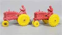 Two Vintage Ohio Barr Rubber Tractor Toys