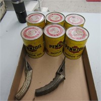 (6) NOS Pennzoil quart cans oil.  w/2 spouts.
