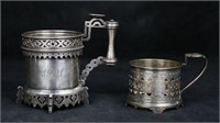 2 Russian 84 Silver Cup Holders