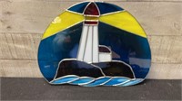 Stained Glass Lighthouse Decor 11" Wide X 9" High