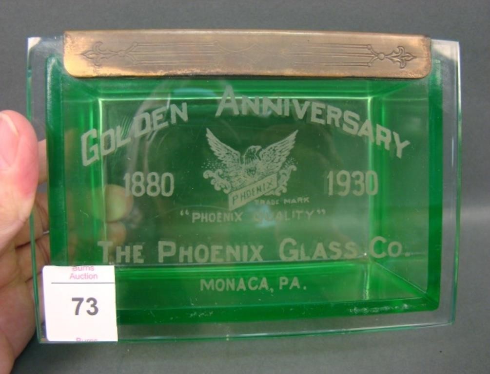 Phoenix Lime Grn/Clear Lid Golden Anniv Hinged Box