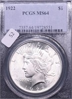 1922 PCGS MS64 PEACE DOLLAR