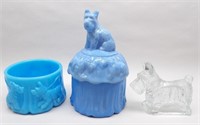 Scotty Dog Candy Container & Akro Agate Powder Jar