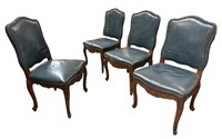 Set of 4 Leather & Nailhead Trim Dining Chairs