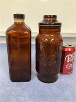2 Amber Bottles   Left - fr Medical Bottle