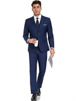 O838  Wehilion Menâ€™s Slim Fit Suit, Navy Blue XS